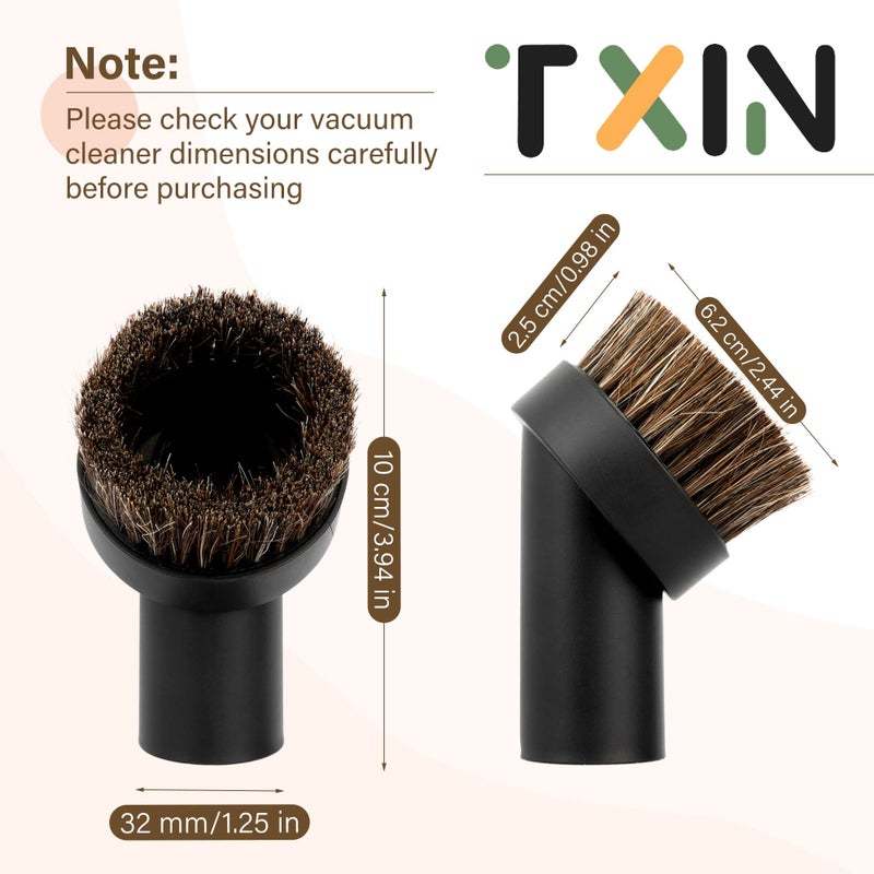 TXIN 4 Pieces Soft Horsehair Bristle Vacuum Attachments Dusting Brush Cleaner Dust Brush, Small Round Corner/Track Cleaning Tools Vacuum Brushes Replacement, Inner Dia 32mm/1.26 in - Image 2